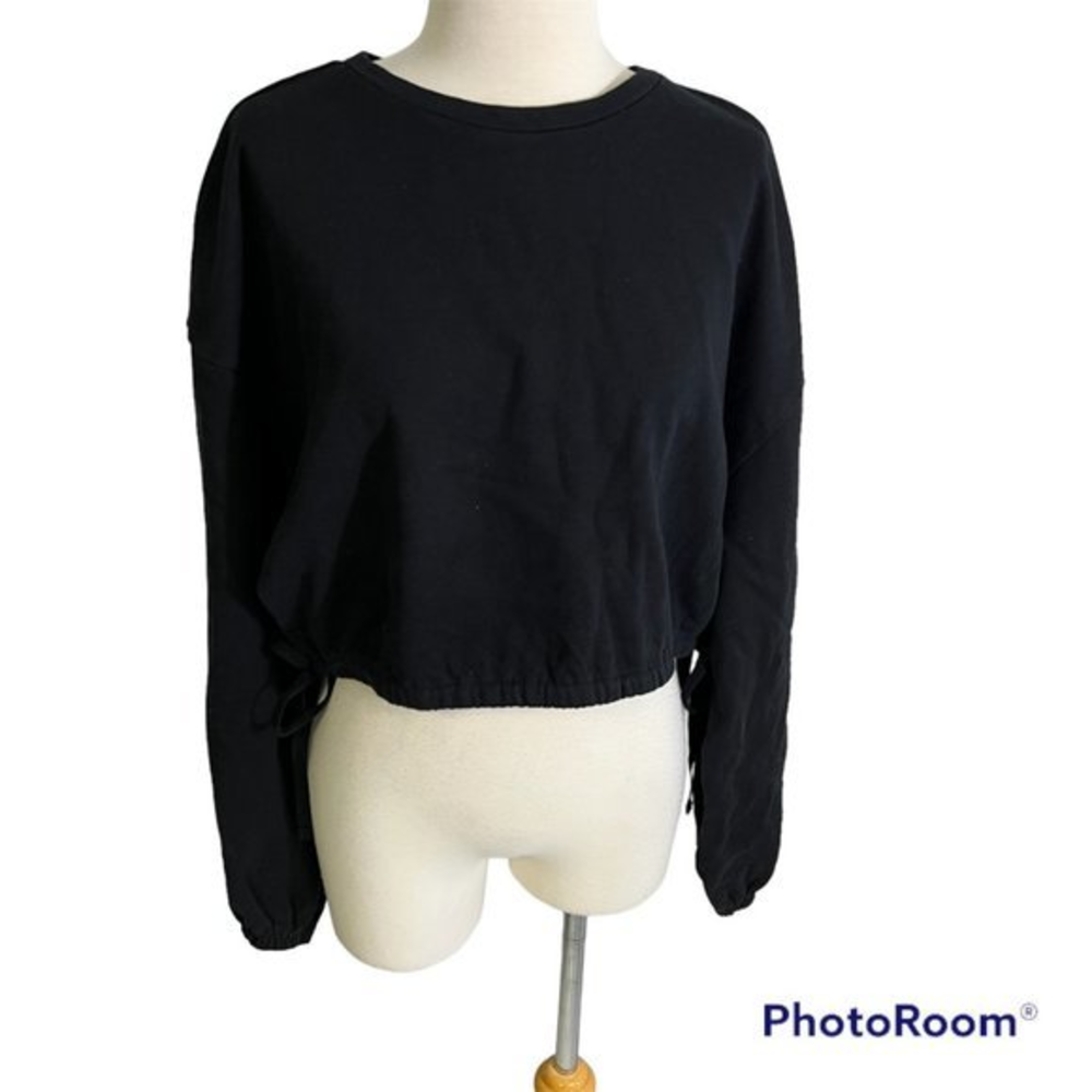 NWOT OPEN EDIT Organic French Terry Pullover in Black‎ (M)